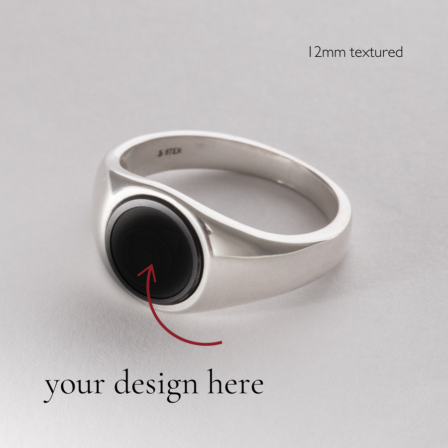 Create Your Own - Elysium Eclipse Signet Ring Series - 12mm Textured Edition