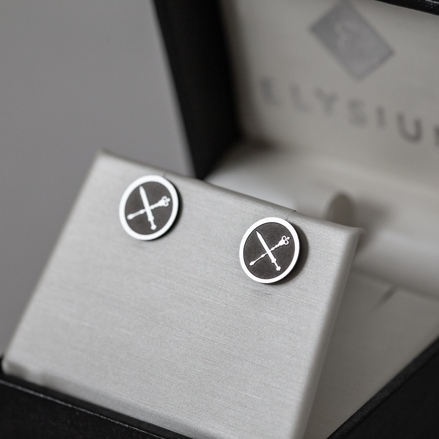 Ventrue Clan - Black Diamond Stud Earrings - Textured Edition